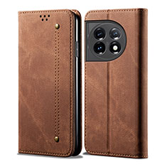 Cloth Case Stands Flip Cover for OnePlus 11R 5G Brown