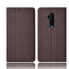 Cloth Case Stands Flip Cover for OnePlus 7T Pro 5G Brown