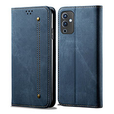Cloth Case Stands Flip Cover for OnePlus 9 5G Blue