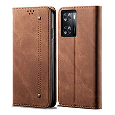 Cloth Case Stands Flip Cover for OnePlus Nord N300 5G Brown
