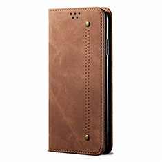 Cloth Case Stands Flip Cover for Oppo A12e Brown