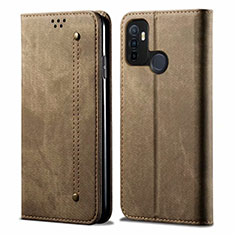 Cloth Case Stands Flip Cover for Oppo A32 Khaki