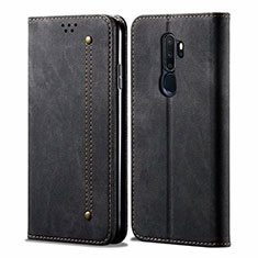 Cloth Case Stands Flip Cover for Oppo A5 (2020) Black