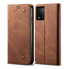 Cloth Case Stands Flip Cover for Oppo A93s 5G Brown