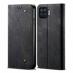 Cloth Case Stands Flip Cover for Oppo Reno4 Lite Black