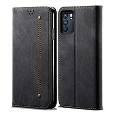 Cloth Case Stands Flip Cover for Oppo Reno6 Pro 5G India Black