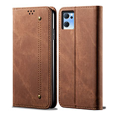 Cloth Case Stands Flip Cover for Oppo Reno7 SE 5G Brown