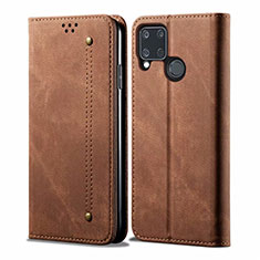 Cloth Case Stands Flip Cover for Realme C15 Brown