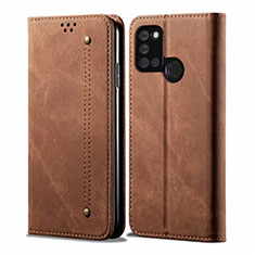 Cloth Case Stands Flip Cover for Realme C17 Brown