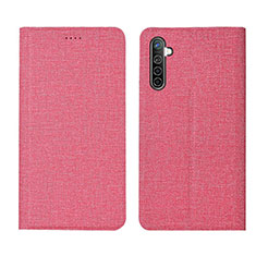 Cloth Case Stands Flip Cover for Realme XT Pink