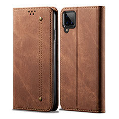 Cloth Case Stands Flip Cover for Samsung Galaxy A12 Nacho Brown