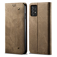 Cloth Case Stands Flip Cover for Samsung Galaxy A52 5G Khaki