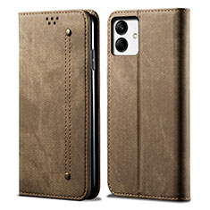 Cloth Case Stands Flip Cover for Samsung Galaxy M04 Khaki