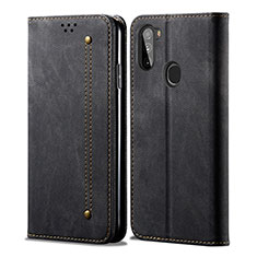 Cloth Case Stands Flip Cover for Samsung Galaxy M11 Black