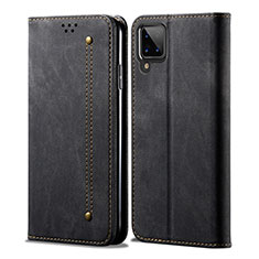 Cloth Case Stands Flip Cover for Samsung Galaxy M12 Black