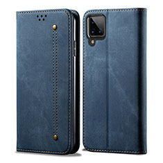 Cloth Case Stands Flip Cover for Samsung Galaxy M12 Blue