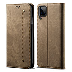 Cloth Case Stands Flip Cover for Samsung Galaxy M12 Khaki