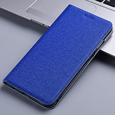 Cloth Case Stands Flip Cover for Samsung Galaxy M60s Blue