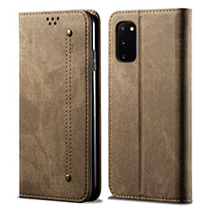 Cloth Case Stands Flip Cover for Samsung Galaxy S20 Brown