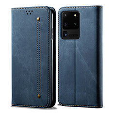 Cloth Case Stands Flip Cover for Samsung Galaxy S20 Ultra 5G Blue