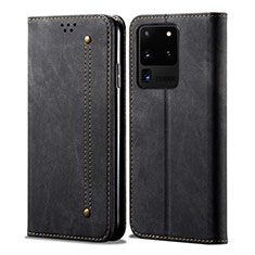 Cloth Case Stands Flip Cover for Samsung Galaxy S20 Ultra Black