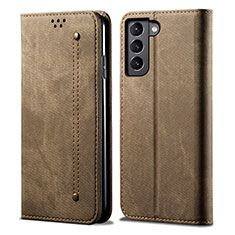 Cloth Case Stands Flip Cover for Samsung Galaxy S21 Plus 5G Khaki