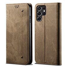 Cloth Case Stands Flip Cover for Samsung Galaxy S21 Ultra 5G Khaki