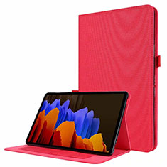 Cloth Case Stands Flip Cover for Samsung Galaxy Tab S7 4G 11 SM-T875 Red