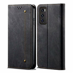 Cloth Case Stands Flip Cover for Vivo V20 SE Black