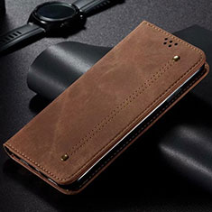 Cloth Case Stands Flip Cover for Vivo X50 Lite Brown