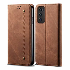 Cloth Case Stands Flip Cover for Vivo Y70 (2020) Brown