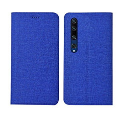 Cloth Case Stands Flip Cover for Xiaomi Mi 10 Blue