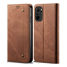 Cloth Case Stands Flip Cover for Xiaomi Mi 11i 5G Brown