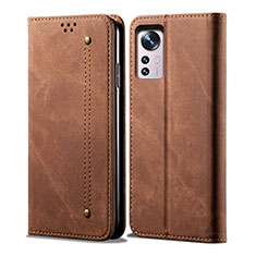 Cloth Case Stands Flip Cover for Xiaomi Mi 12X 5G Brown