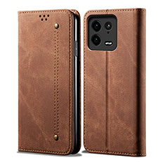 Cloth Case Stands Flip Cover for Xiaomi Mi 13 Pro 5G Brown
