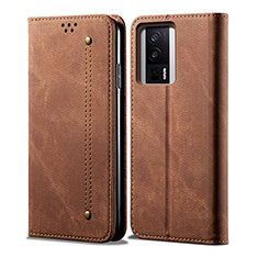 Cloth Case Stands Flip Cover for Xiaomi Poco F5 Pro 5G Brown