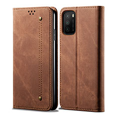 Cloth Case Stands Flip Cover for Xiaomi Poco M3 Brown