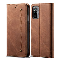 Cloth Case Stands Flip Cover for Xiaomi Poco M5S Brown
