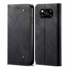 Cloth Case Stands Flip Cover for Xiaomi Poco X3 Black