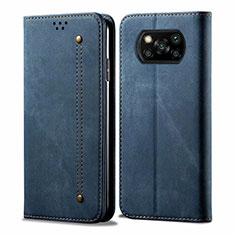 Cloth Case Stands Flip Cover for Xiaomi Poco X3 Blue