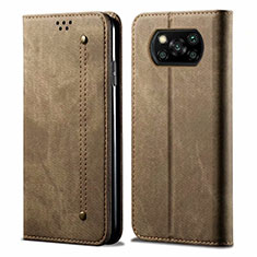 Cloth Case Stands Flip Cover for Xiaomi Poco X3 Khaki