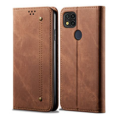 Cloth Case Stands Flip Cover for Xiaomi Redmi 9C Brown