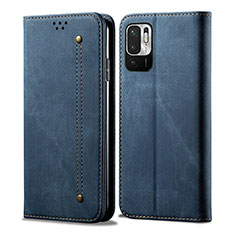 Cloth Case Stands Flip Cover for Xiaomi Redmi Note 10T 5G Blue
