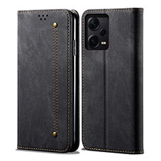 Cloth Case Stands Flip Cover for Xiaomi Redmi Note 12 Pro 5G Black