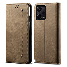 Cloth Case Stands Flip Cover for Xiaomi Redmi Note 12 Pro 5G Khaki