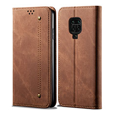 Cloth Case Stands Flip Cover for Xiaomi Redmi Note 9 Pro Max Brown