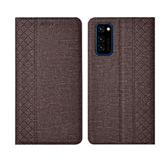 Cloth Case Stands Flip Cover H01 for Huawei Honor V30 Pro 5G Brown