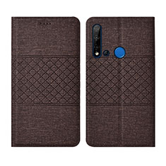 Cloth Case Stands Flip Cover H01 for Huawei Nova 5i Brown