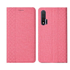 Cloth Case Stands Flip Cover H01 for Huawei Nova 6 5G Pink