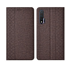 Cloth Case Stands Flip Cover H01 for Huawei Nova 6 Brown